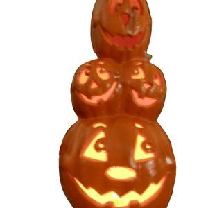 VTG Halloween Foam Blow Mold Pumpkin Tower Paper Magic Group Lights Up 18"
